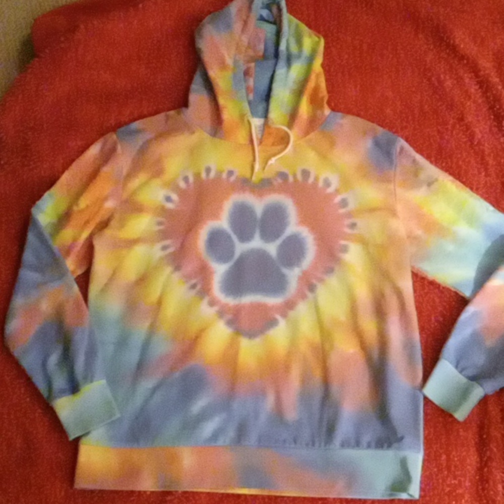New paw print tie dye hoodie